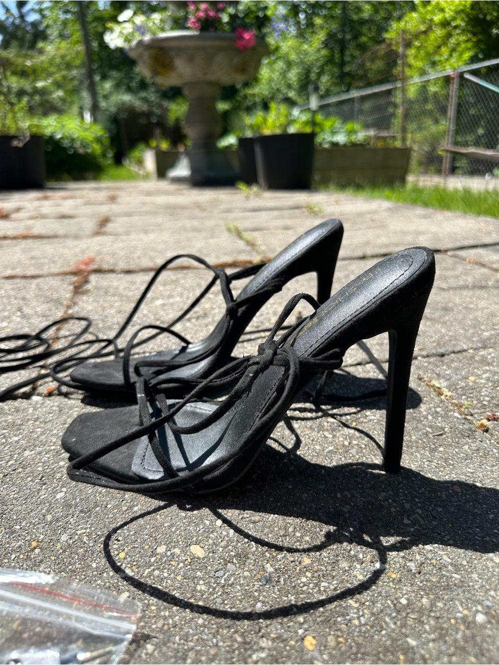 Fashion Nova Here She Comes Lace Up Stiletto Heels - Black - Size 7